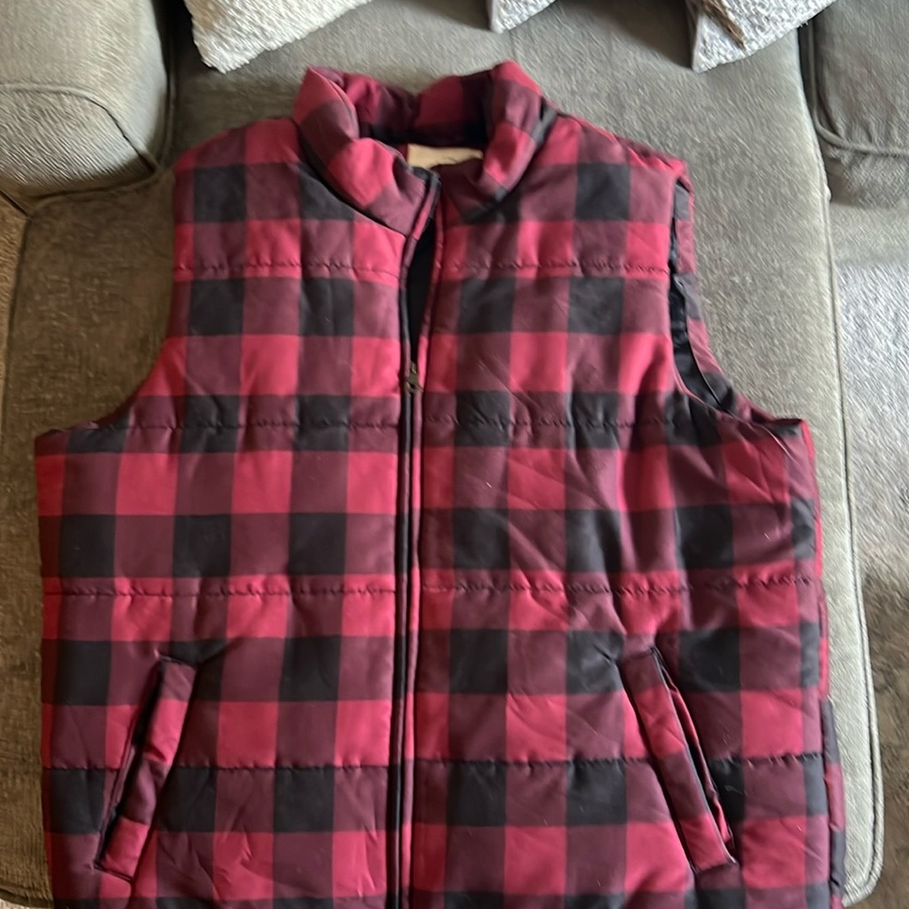 Buffalo check puffer vest